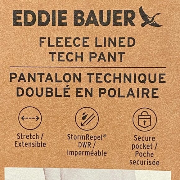 Eddie Bauer Fleece Lined Tech Pants Mens 40 x 32 Black Water Repellent Insulated - Picture 5 of 12